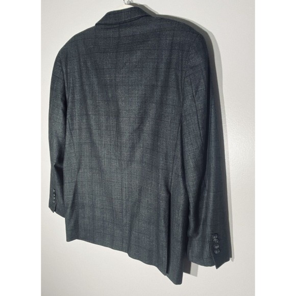Napoli Wool Blazer Windowpane Plaid Suit Jacket 39R Gray Lined Notch Sports Coat - Picture 6 of 16